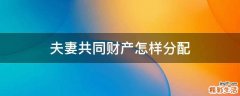 夫妻共同财产怎样分配