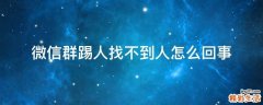 微信群踢人找不到人怎么回事