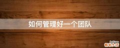 如何管理好一个团队