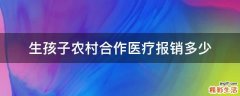 生孩子农村合作医疗报销多少