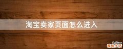 淘宝卖家页面怎么进入