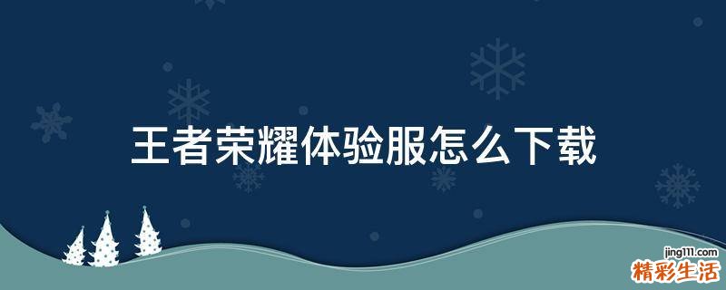 王者荣耀体验服怎么下载