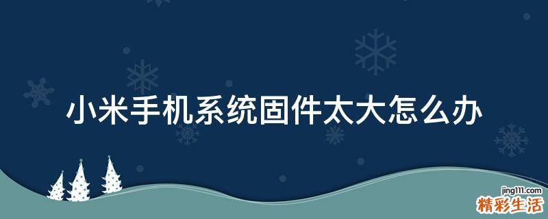 小米手机系统固件太大怎么办