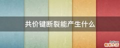 共价键断裂能产生什么