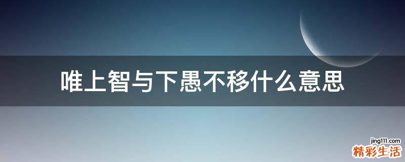 唯上智与下愚不移什么意思