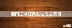 烟雨江湖狂风剑法怎么获得