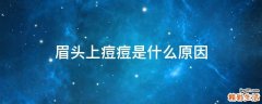 眉头上痘痘是什么原因