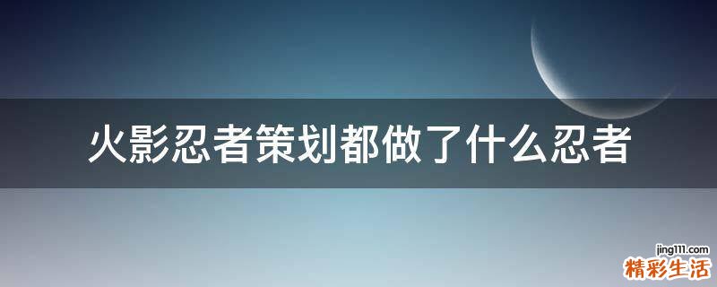 火影忍者策划都做了什么忍者