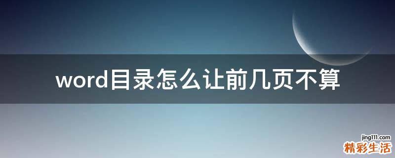 word目录怎么让前几页不算