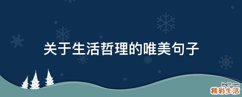关于生活哲理的唯美句子