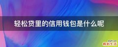 轻松贷里的信用钱包是什么呢