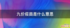 九价疫苗是什么意思