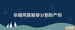 非婚同居能够分割财产吗