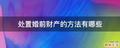 处置婚前财产的方法有哪些
