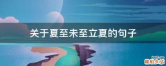 关于夏至未至立夏的句子