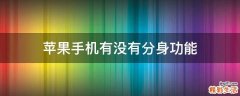 苹果手机有没有分身功能