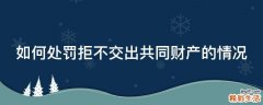 如何处罚拒不交出共同财产的情况