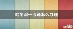 哈尔滨一卡通怎么办理