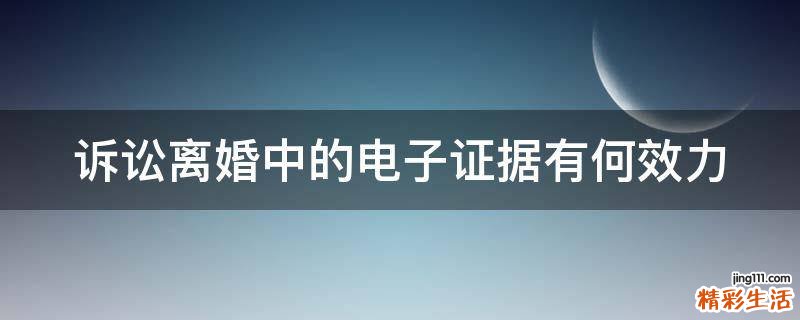 诉讼离婚中的电子证据有何效力