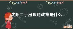 沈阳二手房限购政策是什么