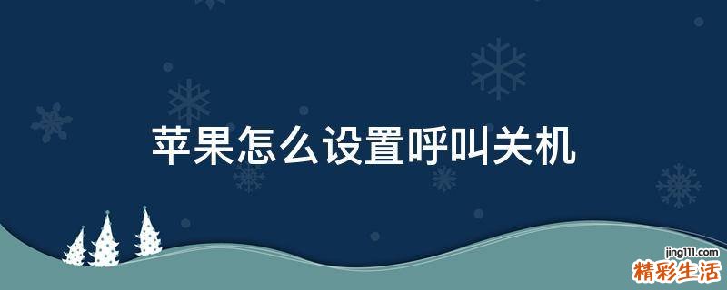 苹果怎么设置呼叫关机