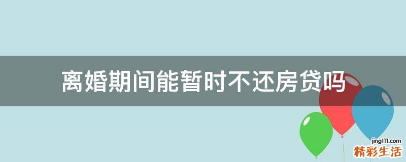 离婚期间能暂时不还房贷吗