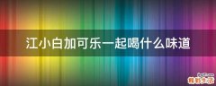 江小白加可乐一起喝什么味道