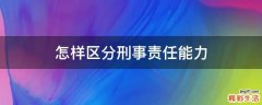 怎样区分刑事责任能力