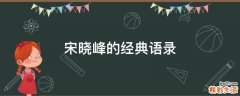 宋晓峰的经典语录