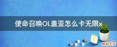 使命召唤OL盖亚怎么卡无限x