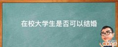 在校大学生是否可以结婚