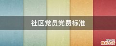社区党员党费标准