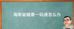 海南省健康一碼通怎么辦