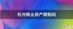 杭州商业房产限购吗