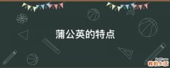 蒲公英的特点