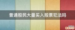 普通股民大量买入股票犯法吗