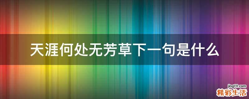 天涯何处无芳草下一句是什么