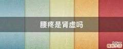 腰疼是肾虚吗