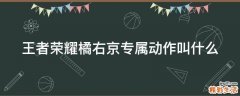 王者荣耀橘右京专属动作叫什么