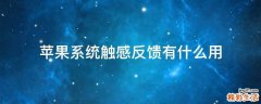 苹果系统触感反馈有什么用