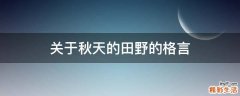 关于秋天的田野的格言