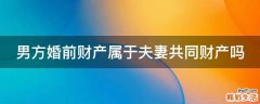 男方婚前财产属于夫妻共同财产吗