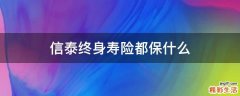信泰终身寿险都保什么
