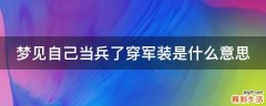梦见自己当兵了穿军装是什么意思