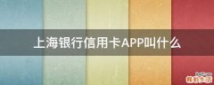 上海银行信用卡APP叫什么