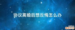 协议离婚后想反悔怎么办
