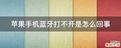 苹果手机蓝牙打不开是怎么回事