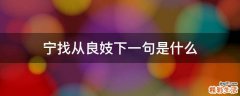 宁找从良妓下一句是什么