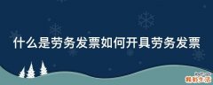 什么是劳务发票如何开具劳务发票