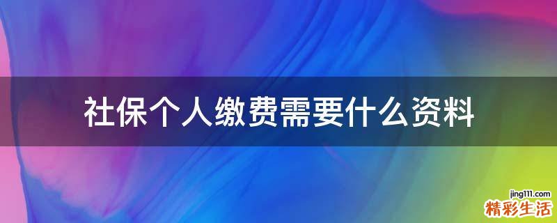 社保个人缴费需要什么资料